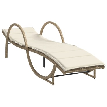 vidaXL Ξαπλώστρα Μπεζ 60x199x42cm από Συνθετικό Ρατάν με Μαξιλάρι 1 τεμ.