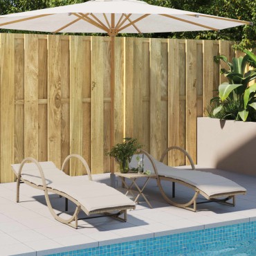 vidaXL Ξαπλώστρα Μπεζ 60x199x42cm από Συνθετικό Ρατάν με Μαξιλάρι 1 τεμ.