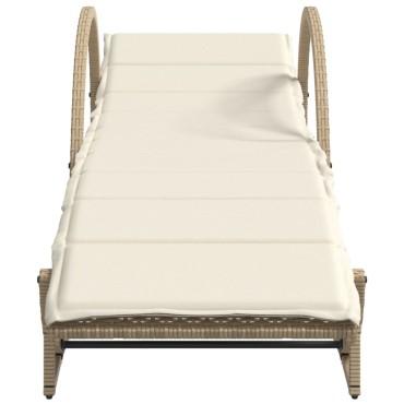 vidaXL Ξαπλώστρα Μπεζ 60x199x42cm από Συνθετικό Ρατάν με Μαξιλάρι 1 τεμ.