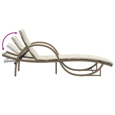 vidaXL Ξαπλώστρα Μπεζ 60x199x42cm από Συνθετικό Ρατάν με Μαξιλάρι 1 τεμ.