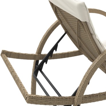 vidaXL Ξαπλώστρα Μπεζ 60x199x42cm από Συνθετικό Ρατάν με Μαξιλάρι 1 τεμ.