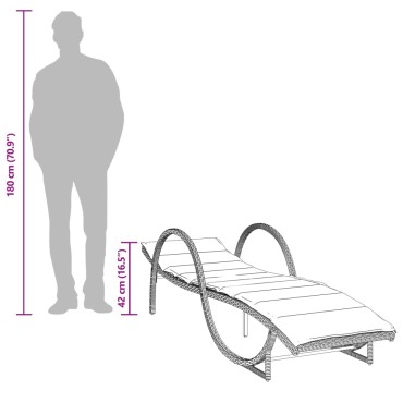 vidaXL Ξαπλώστρα Μπεζ 60x199x42cm από Συνθετικό Ρατάν με Μαξιλάρι 1 τεμ.