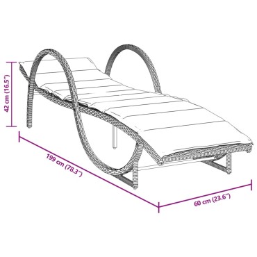 vidaXL Ξαπλώστρα Μπεζ 60x199x42cm από Συνθετικό Ρατάν με Μαξιλάρι 1 τεμ.