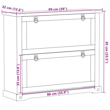 vidaXL Παπουτσοθήκη Corona 99x32x85cm από Μασίφ Ξύλο Πεύκου