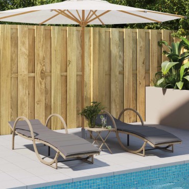 vidaXL Ξαπλώστρα Μπεζ 60x199x42cm από Συνθετικό Ρατάν με Μαξιλάρι 1 τεμ.