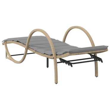 vidaXL Ξαπλώστρα Μπεζ 60x199x42cm από Συνθετικό Ρατάν με Μαξιλάρι 1 τεμ.