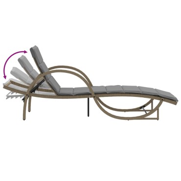 vidaXL Ξαπλώστρα Μπεζ 60x199x42cm από Συνθετικό Ρατάν με Μαξιλάρι 1 τεμ.