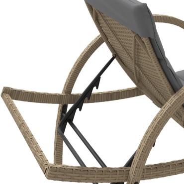 vidaXL Ξαπλώστρα Μπεζ 60x199x42cm από Συνθετικό Ρατάν με Μαξιλάρι 1 τεμ.
