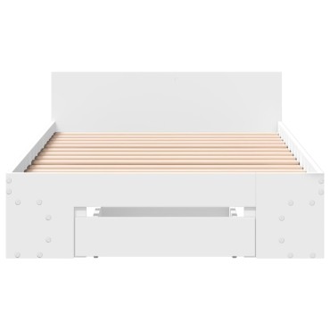 vidaXL Πλαίσιο Κρεβατιού με Συρτάρι Λευκό 90x200 εκ Επεξεργ. Ξύλο