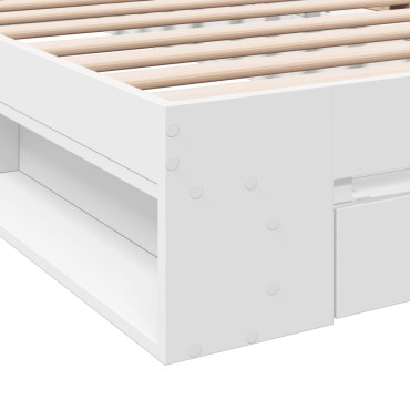 vidaXL Πλαίσιο Κρεβατιού με Συρτάρι Λευκό 90x200 εκ Επεξεργ. Ξύλο