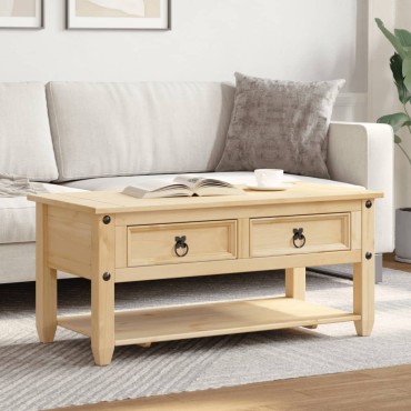 vidaXL Τραπεζάκι Corona Με Συρτάρια 100x48x45cm Μασίφ Ξύλο Πεύκου 1 τεμ.