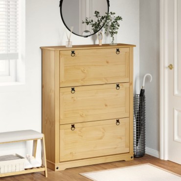 vidaXL Παπουτσοθήκη Corona 99x32x124,5cm από Μασίφ Ξύλο Πεύκου