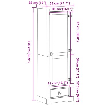 vidaXL Ντουλάπα Corona 55x38x170cm από Μασίφ Ξύλο Πεύκου 1 τεμ.
