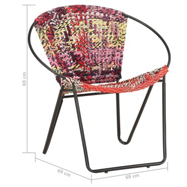vidaXL Καρέκλα Κυκλική Πολύχρωμη από Ύφασμα Chindi 69x69x69cm 1 τεμ.