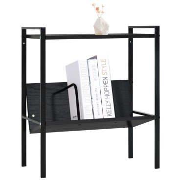 vidaXL Βιβλιοθήκη 2 Επιπέδων Μαύρη 52x28x59cm Επεξεργασμένο Ξύλο 1 τεμ.