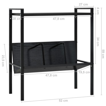 vidaXL Βιβλιοθήκη 2 Επιπέδων Μαύρη 52x28x59cm Επεξεργασμένο Ξύλο 1 τεμ.