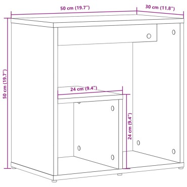 vidaXL Τραπέζι Βοηθητικό Γκρι Σκυροδέματος 50x30x50cm Επεξ. Ξύλο 1 τεμ.