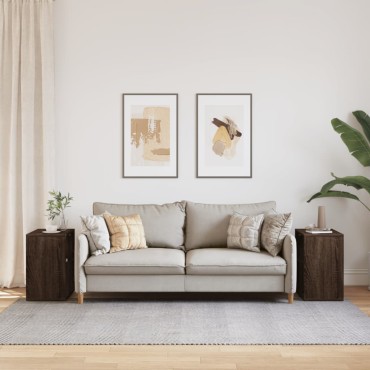 vidaXL Τραπεζάκια Σαλονιού 2 τεμ. Καφέ Δρυς 50x30x50cm Επεξ. Ξύλο