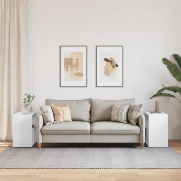 vidaXL Τραπέζια Βοηθητικά 2 τεμ. Λευκά 50x30x50cm Επεξεργασμένο Ξύλο