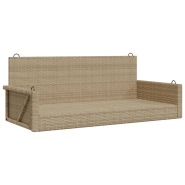 vidaXL Παγκάκι Κούνια Μπεζ 119x56x48cm από Συνθετικό Ρατάν 1 τεμ.