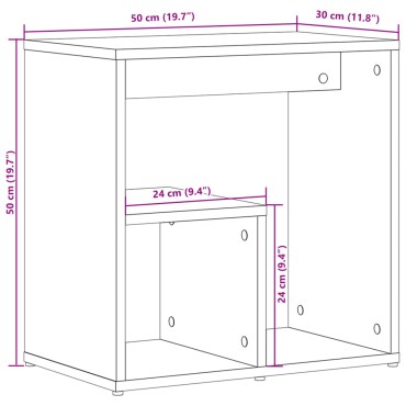 vidaXL Βοηθητικό Τραπέζι Καφέ Δρυς 50x30x50cm Επεξεργασμένο Ξύλο 1 τεμ.