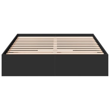 vidaXL Πλαίσιο Κρεβατιού με Συρτάρια Μαύρο 140x190 εκ Επεξεργ. Ξύλο