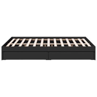 vidaXL Πλαίσιο Κρεβατιού με Συρτάρια Μαύρο 140x190 εκ Επεξεργ. Ξύλο