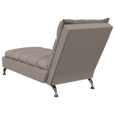 vidaXL Ανάκλιντρο Μασάζ Taupe Υφασμάτινο με Μαξιλάρια 133,5x56x74cm 1 τεμ.