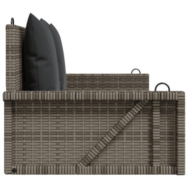 vidaXL Παγκάκι Κουνιστό Γκρι 119x56x48cm Συνθετικό Ρατάν με Μαξιλάρια 1 τεμ.