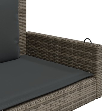 vidaXL Παγκάκι Κουνιστό Γκρι 119x56x48cm Συνθετικό Ρατάν με Μαξιλάρια 1 τεμ.