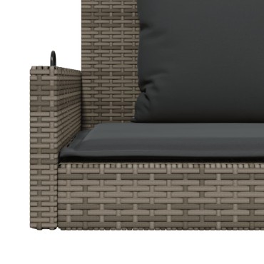 vidaXL Παγκάκι Κουνιστό Γκρι 119x56x48cm Συνθετικό Ρατάν με Μαξιλάρια 1 τεμ.