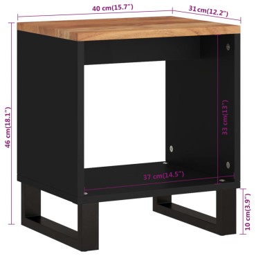 vidaXL Τραπεζάκι Σαλονιού 40x31x46cm Μασίφ Ξύλο Ακακίας & Επεξ. Ξύλο 1 τεμ.