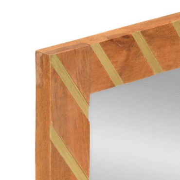 vidaXL Καθρέφτης Μπάνιου Καφέ 50x70x3 εκ. από Μασίφ Ξύλο Μάνγκο/Γυαλί