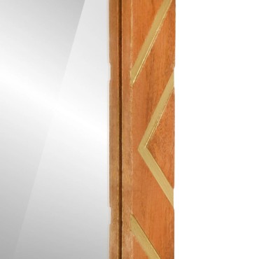 vidaXL Καθρέφτης Μπάνιου Καφέ 50x70x3 εκ. από Μασίφ Ξύλο Μάνγκο/Γυαλί