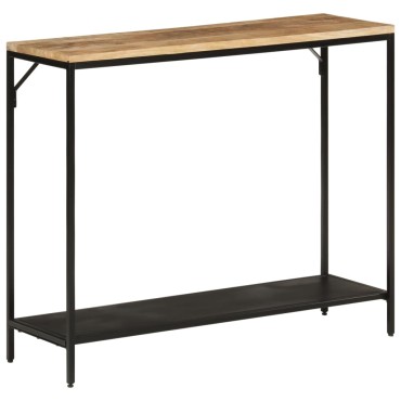vidaXL Τραπέζι Κονσόλα 90x30x75cm Μασίφ Ακατ. Ξύλο Μάνγκο/Σίδηρο 1 τεμ.