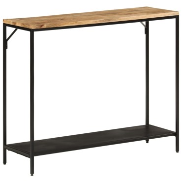 vidaXL Τραπέζι Κονσόλα 90x30x75cm Μασίφ Ακατ. Ξύλο Μάνγκο/Σίδηρο 1 τεμ.