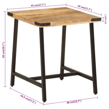vidaXL Τραπεζάκι Βοηθητικό 45x45x50cm Μασίφ Ξύλο Μάνγκο & Σίδηρος 1 τεμ.