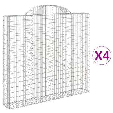 vidaXL Συρματοκιβώτια Τοξωτά 4 τεμ. 200x30x180/200 εκ. Γαλβαν. Ατσάλι
