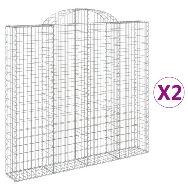 vidaXL Συρματοκιβώτια Τοξωτά 2 τεμ. 200x30x180/200 εκ. Γαλβαν. Ατσάλι