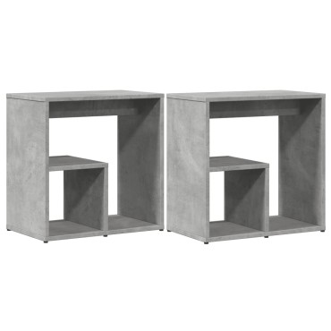 vidaXL Βοηθητικά Τραπέζια 2 τεμ. Γκρι Σκυροδ. 50x30x50cm Επεξ. Ξύλο