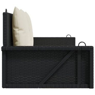 vidaXL Παγκάκι Κούνιας με Μαξιλάρια Μαύρο 119x56x48cm από Συνθετικό Ρατάν 1 τεμ.