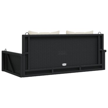 vidaXL Παγκάκι Κούνιας με Μαξιλάρια Μαύρο 119x56x48cm από Συνθετικό Ρατάν 1 τεμ.