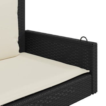 vidaXL Παγκάκι Κούνιας με Μαξιλάρια Μαύρο 119x56x48cm από Συνθετικό Ρατάν 1 τεμ.