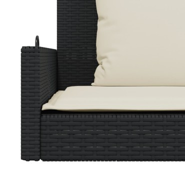 vidaXL Παγκάκι Κούνιας με Μαξιλάρια Μαύρο 119x56x48cm από Συνθετικό Ρατάν 1 τεμ.