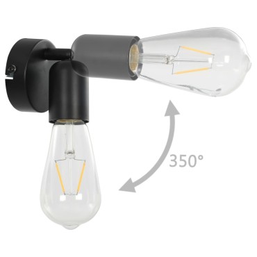 vidaXL Φωτιστικά Σποτ 2 τεμ. Μαύρα με Λαμπτήρες Filament 2W Ε27