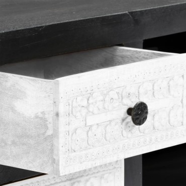 vidaXL Έπιπλο Τηλεόρασης Σκαλιστό Γκρι/Λευκό 120x30x40cm Μασίφ Μάνγκο
