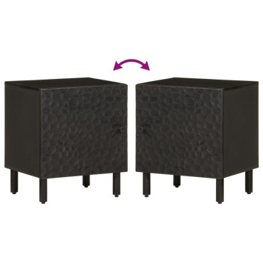 vidaXL Κομοδίνο Μαύρο 40x33x46cm από Μασίφ Ξύλο Μάνγκο 1 τεμ.