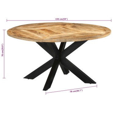vidaXL Τραπεζαρία 150x76cm από Μασίφ Ακατέργαστο Ξύλο Μάνγκο 1 τεμ.