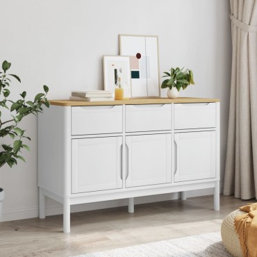 vidaXL Ντουλάπι FLORO Λευκή 114x43x74cm από Μασίφ Ξύλο Πεύκου 1 τεμ.