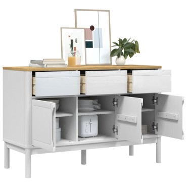 vidaXL Ντουλάπι FLORO Λευκή 114x43x74cm από Μασίφ Ξύλο Πεύκου 1 τεμ.
